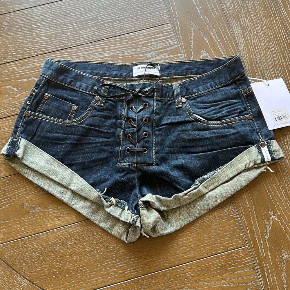 One Teaspoon Dark Blue Jean Shorts